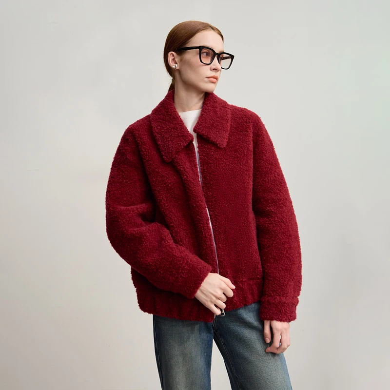 AMII معطف الفرو امرأة 2025 شتاء جديد عيد الميلاد الدافئة كامل الصوف فضفاض جاكيت زيبرا ملابس نسائية غير رسمية متعددة الاستخدامات 12544008