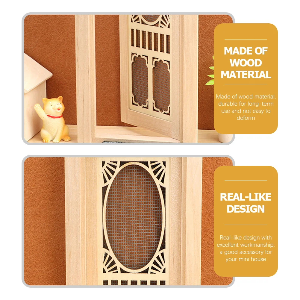 

Miniature Wooden Door Hollow Design for Mini House Decoration Realistic Small Door Accessory for DIY Dollhouse Layout