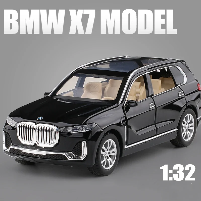 

1:32 BMW X7 SUV, модель автомобиля из сплава, литье под давлением и игрушечный транспорт, металлическая модель автомобиля, имитация звука и света, коллекция игрушек в подарок