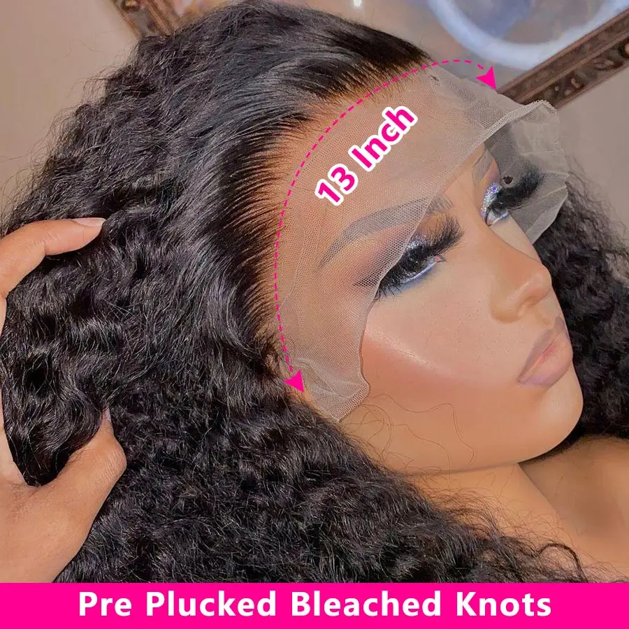 34 Inch Deep Wave Human Hair Wigs 13x4 Lace Frontal Wig Transparent Lace Front Wigs Human Hair Pre Plucked Wet And Wavy Wigs