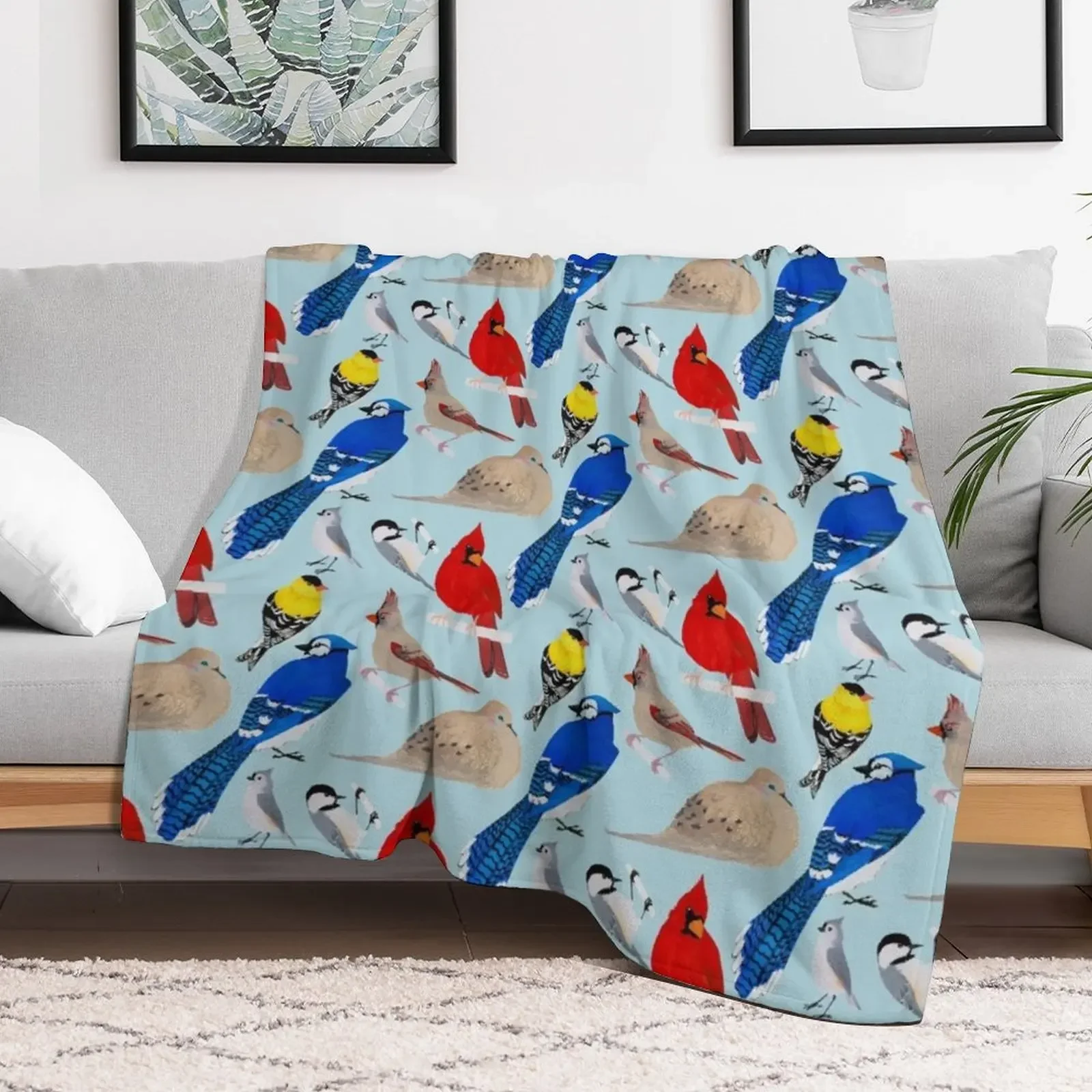 Feeder Birds Throw Blanket Plaid Designers Blankets