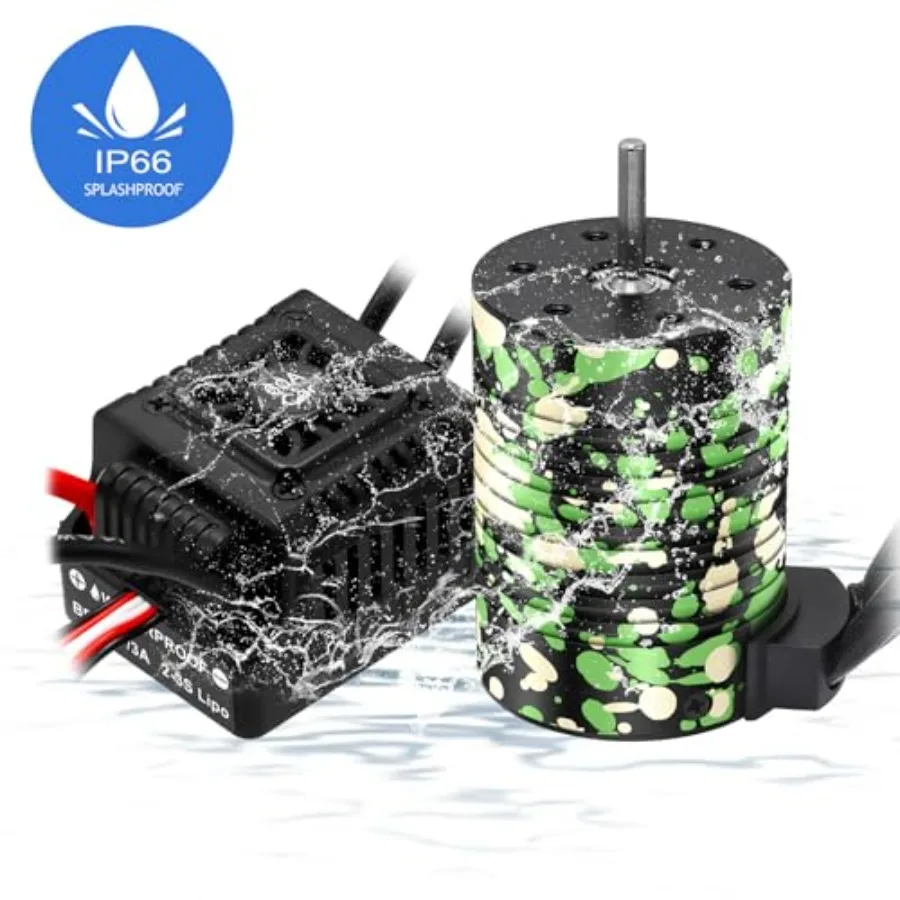 RC car truck application, aluminum alloy, black, waterproof and high-speed 4300KV brushless motor with integrated 60A ESC and h view 4