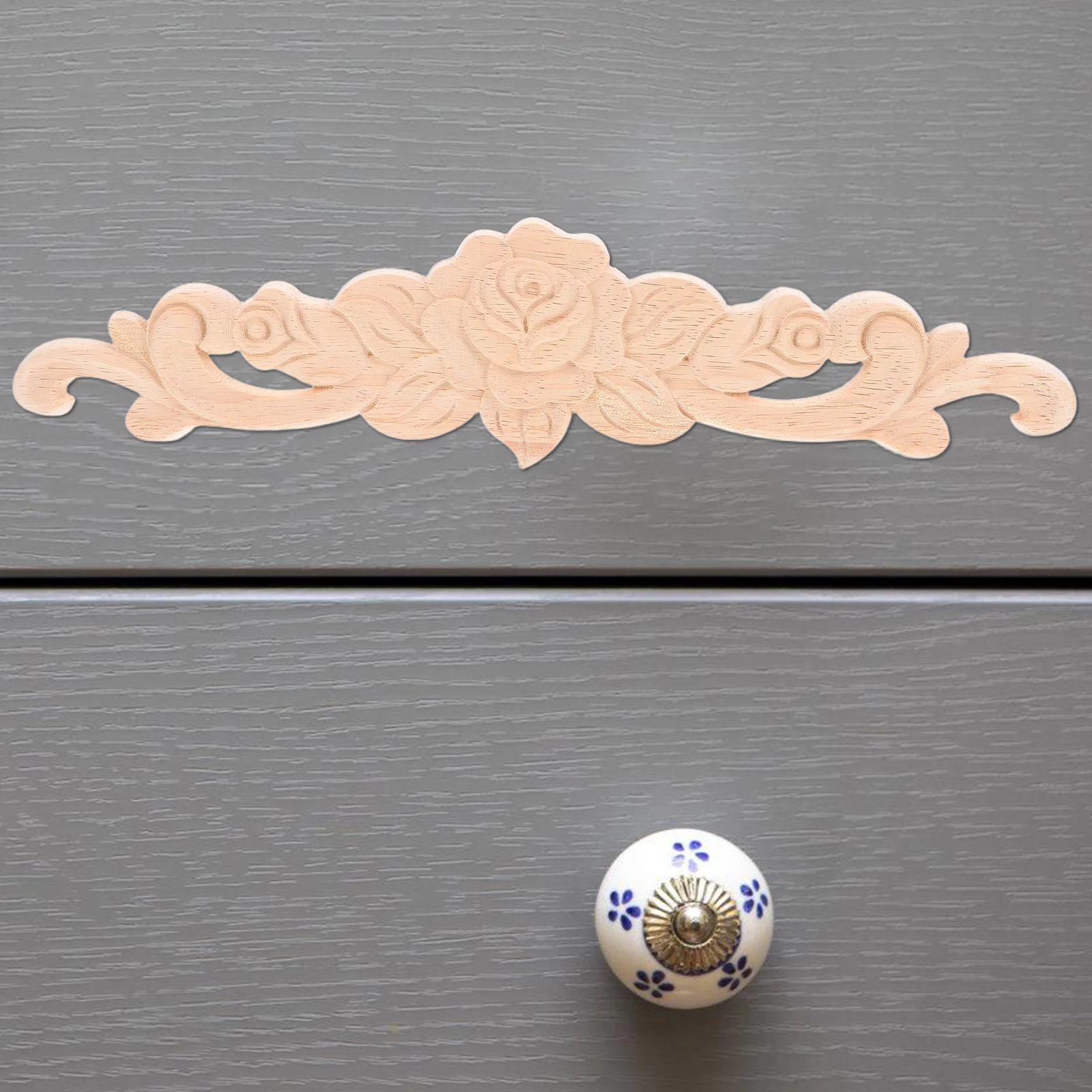 

2pcs Wood Carved Rose Appliques Decorative Flower Onlays Wooden Ornaments Furniture Diy Projects Bracket Hardware