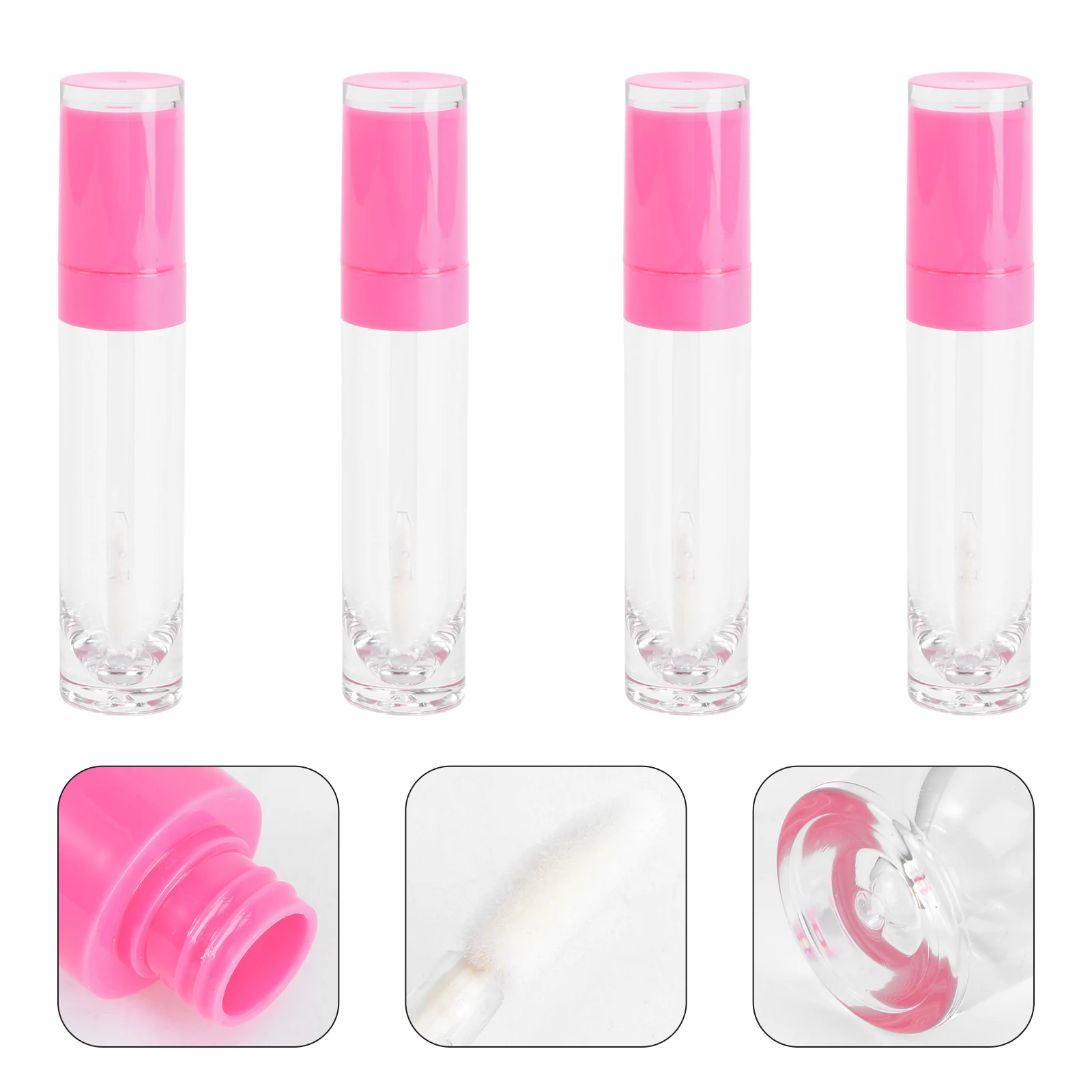 

4 Pcs Empty Tube of Lip Gloss Clear Bottle Small Tubes Cute Refillable Bottles with Stick