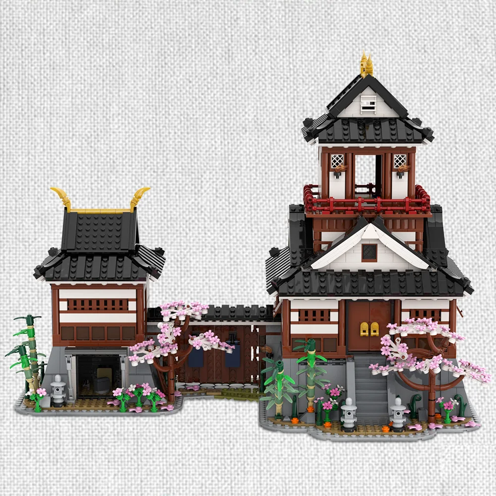 

MOC Japanese Samurai Castle Block Set Medieval Tenshokaku DIY Creative Sakura Koya House Architecture Brick Toys Adult Gift