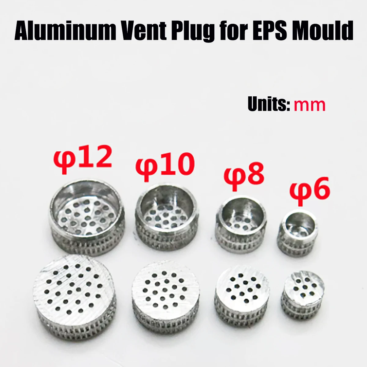 Aluminum Porous Vent Plug, Mold Air Vent Screw, 6/8/10/12mm Diameter Exhaust Plug for Die Casting, Pneumatic Components