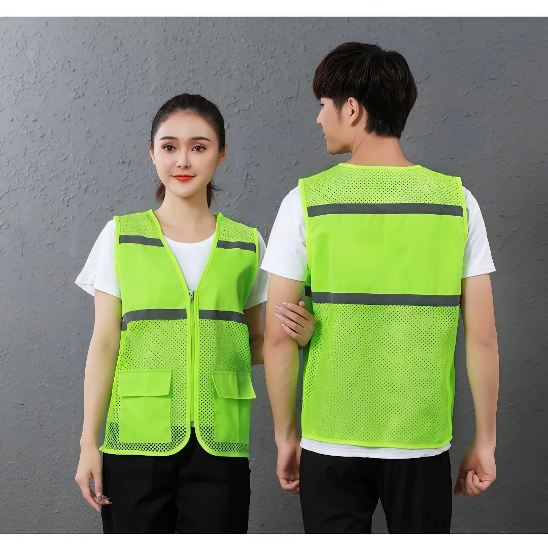 سترة شبكية قابلة للتنفس مخصصة مع طباعة الشعار، قميص إعلاني شبكي للنشاط المتطوع، زي العمل الآمن في الليل