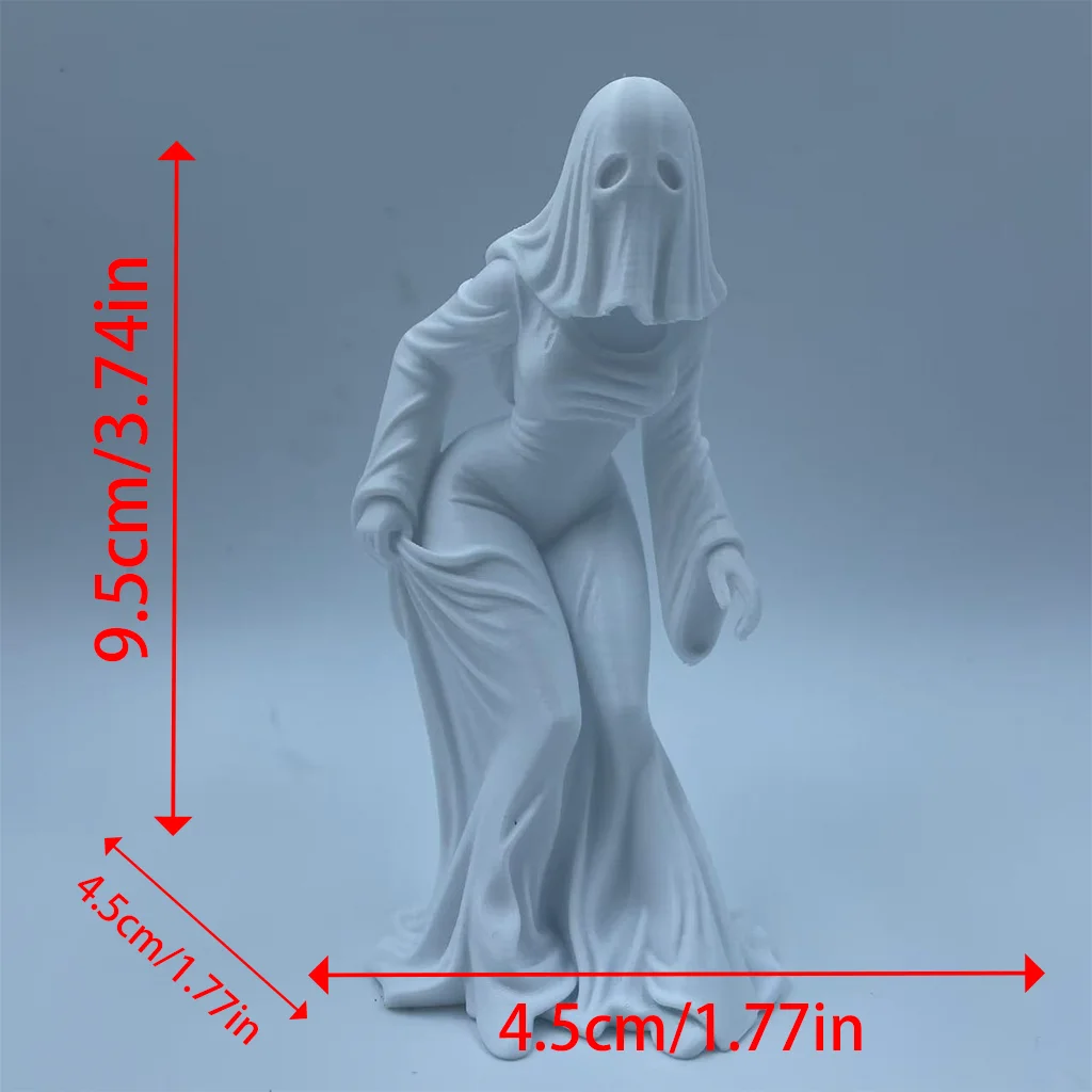A white ghost figurine, dark style decoration, desktop home ornament, creative gift, niche collectible view 3