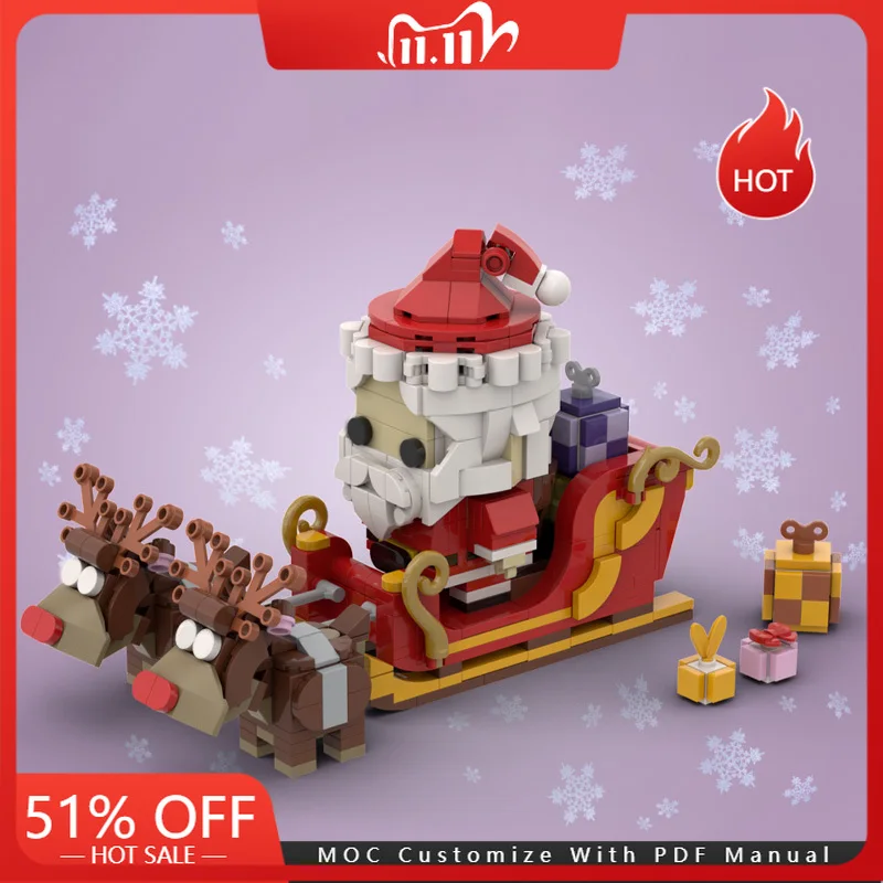 

576 шт. набор рождественских элементов MOC на заказ, строительные блоки, модель DIY, сборка кирпичей, игрушки для детей и взрослых, рождественские украшения, подарки