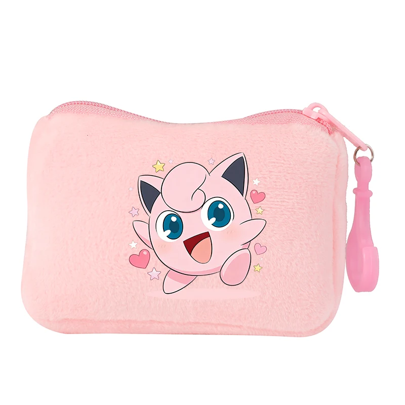 Pokemoned  Anime Coin Purse Girl Boy Mini Short Wallet Keychain Zipper Women Purse ID Card Rose Money Bag Small Makeup Bags Gift view 6