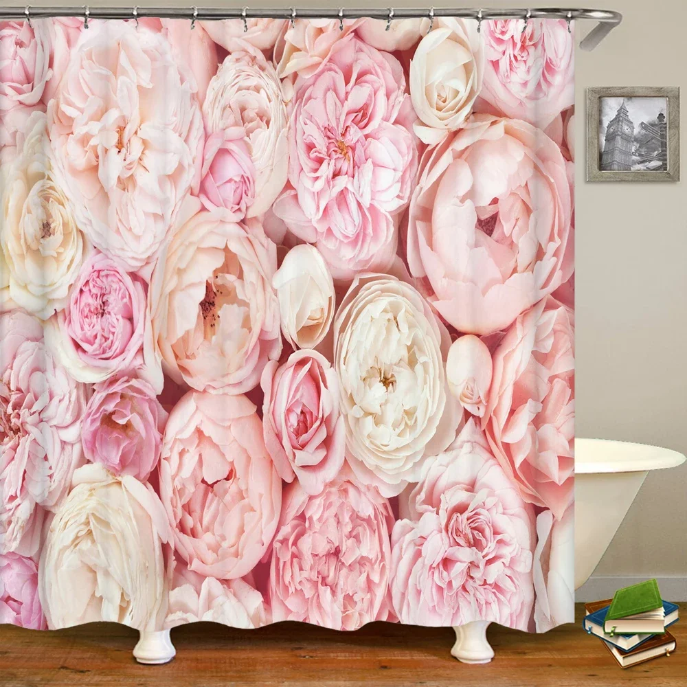 Flowers Printed Shower Curtain Mildew Washable Curtain With Hooks Bathroom Decorative Curtain 3D Shower curtains 240*180cm