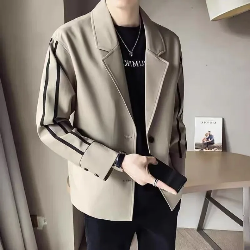 Male Blazer Single Breasted Black Men's Suit Jackets Striped Luxury Designer Spring Clothes Fashion 2024 Coat Korean Style New