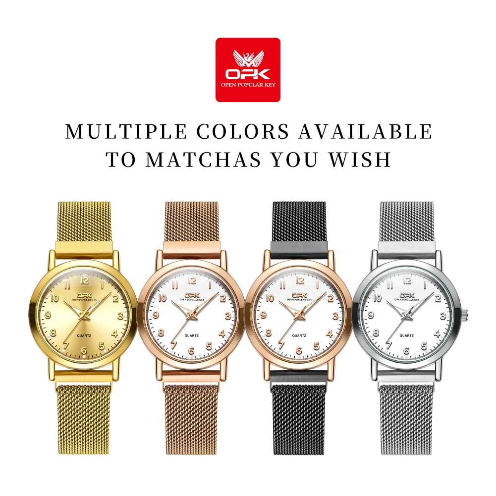 OPK 8115 Women Watches Fashionable Simple Original Quartz Wristwatch Waterproof Mesh Belt Ladies Watches Girls Gifts Reloj