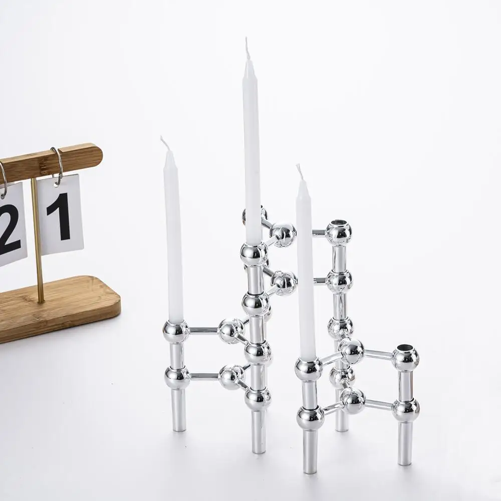Neue Stil Metall Molekulare Struktur Kerzenhalter Nordic Silber Leuchter Herzstück Wohnzimmer Dekoration Geschenk Hause Decore