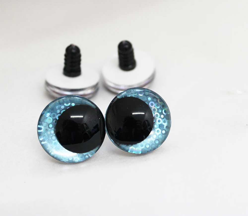 Masckaszem Augen Neuer Stil 20 Stück Niedliche 25mm Klare Asymmetrische 3D Komische Runde Glitzer-Spielzeugaugen mit Hartem Unterlegscheiben – Detail 14
