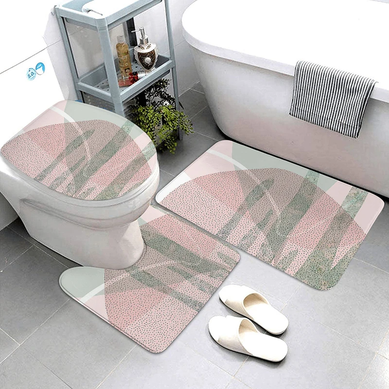 Bathroom Carpet For Toilet 3 pcs/set Non Slip PVC Bath Mat Anti Slip Tape Bathroom Set Rug With Cover Modern Carpet Floor Mats