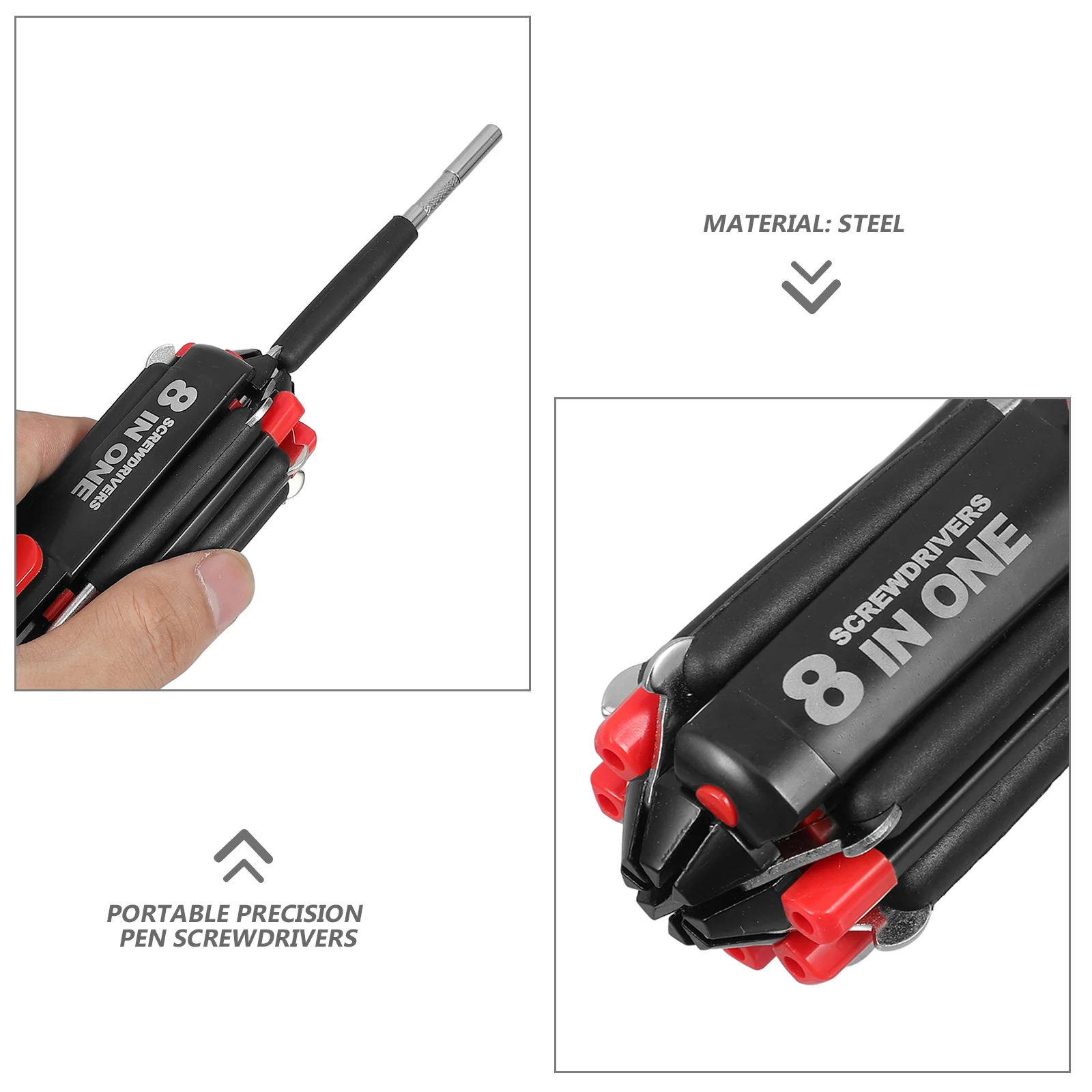 2Pcs 8 in 1  Gadgets Repair Tools Multifunction Mini Precision Pen Screw Driver Screwdriver Set Repair Tools Kit with LED Light