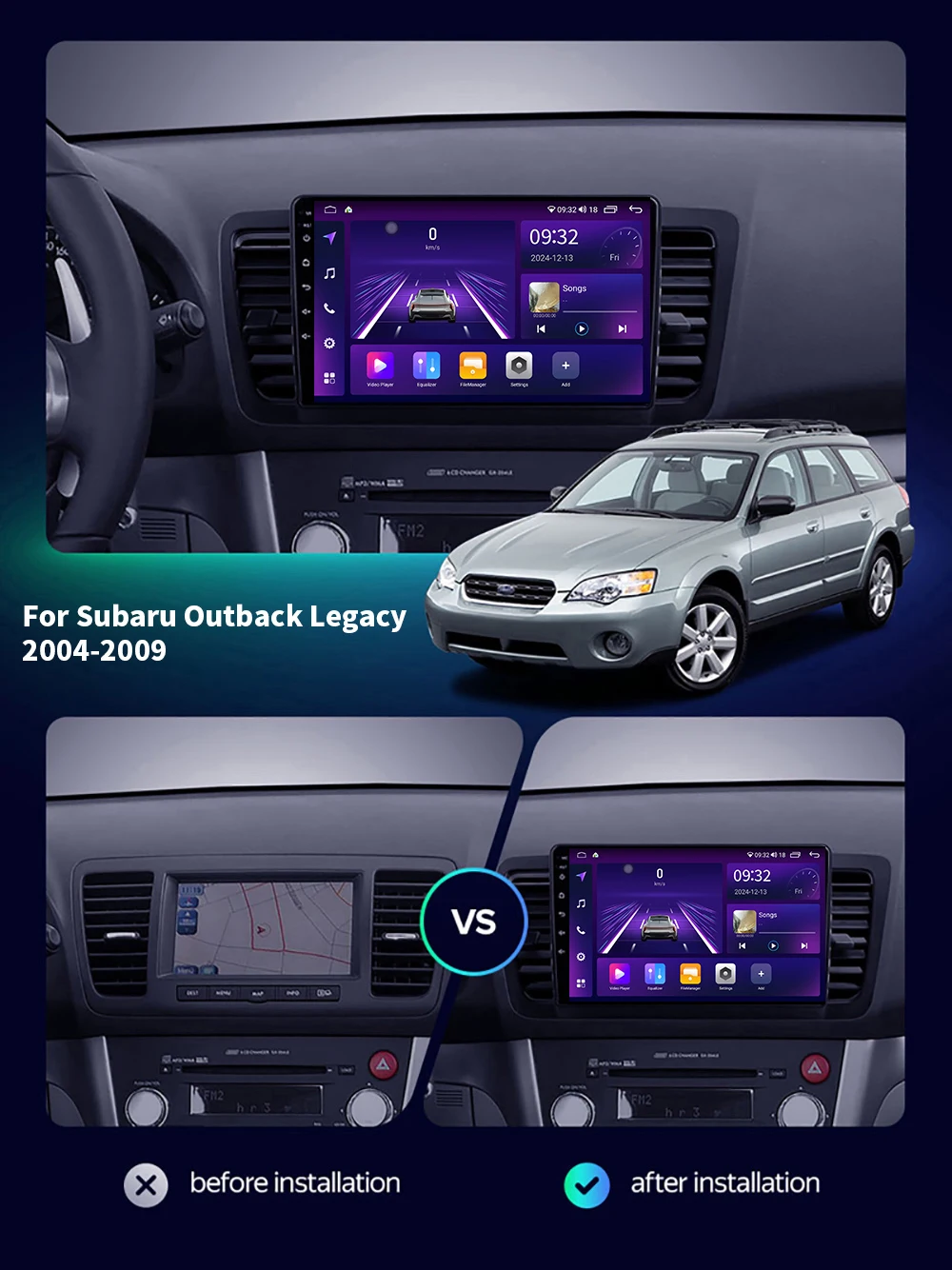 Car Multimedia Player For Subaru Outback Legacy 2004-2009 Android GPS Navigation Carplay Auto Stereo Radio Stereo DSP 2Din WIFI
