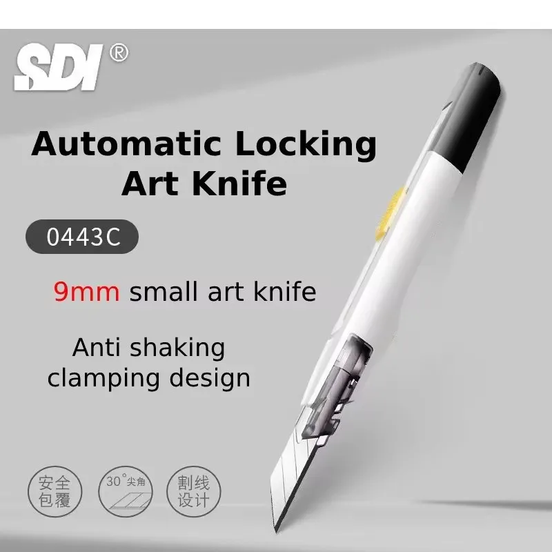 Pocket Utility Knife 9mm Anti Shaking 30° Sharp Angle AutoLock Box Cutter Secant Cutting Arts And Crafts Supplies Office Gadgets