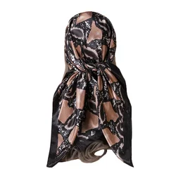 Women Lady Scarf Vintage Snake Skin Print Shawl Stole Hijab Wraps Faux Silk Bandana Square Headband 35