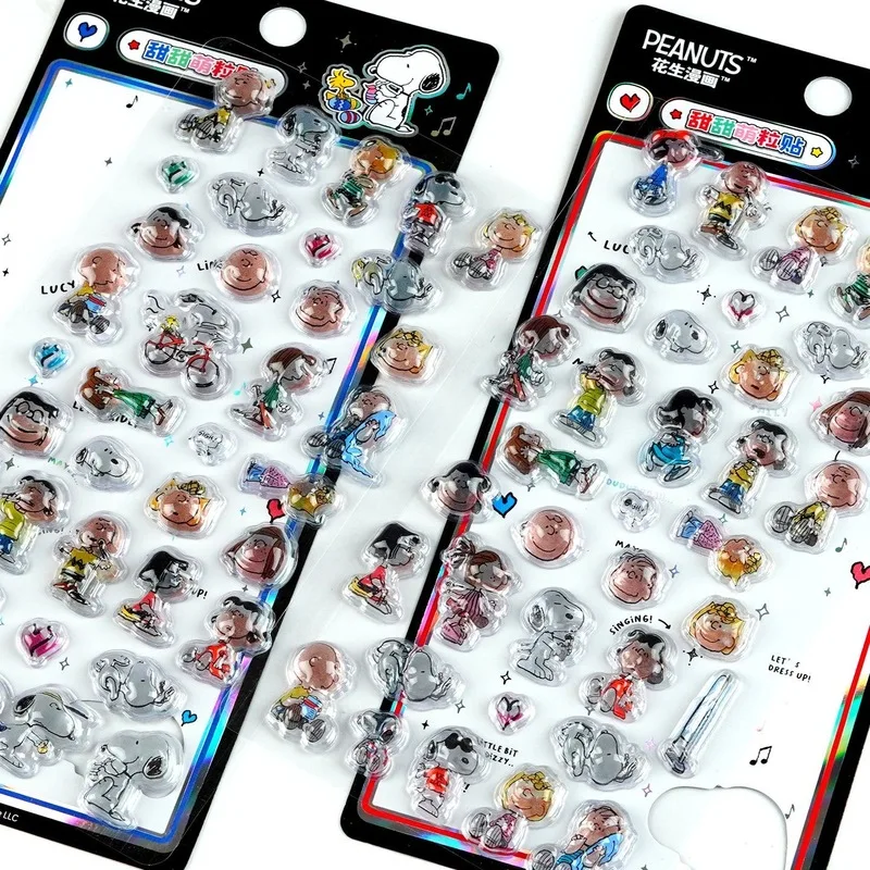 1/4개 일본 스누피 3D 입체 크리스탈 스티커 귀여운 DIY 휴대폰 장식 스티커 학생 핸드 어카운트 문구 선물