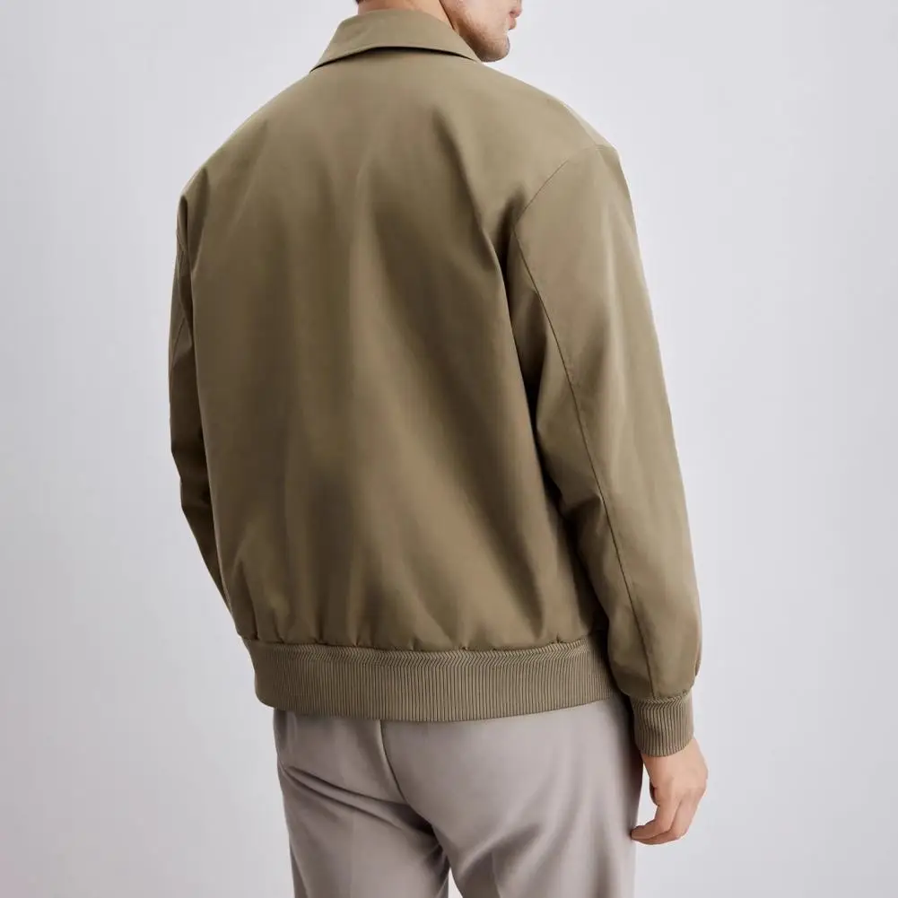 

Men Lapel Jacket Stylish Men's Lapel Zipper Jacket with Pockets for Spring Autumn Wear Casual Solid Color Coat for Men Long