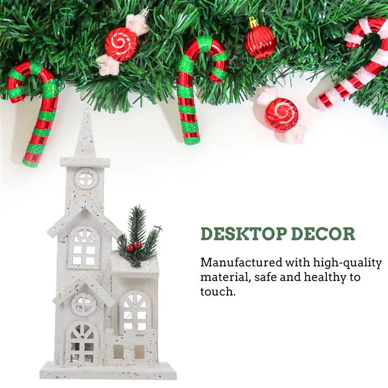 1Pc Festival Led Light Wood House Christmas Tree Decorations For Home Decoration Wooden House DIY Gift Window Decoration