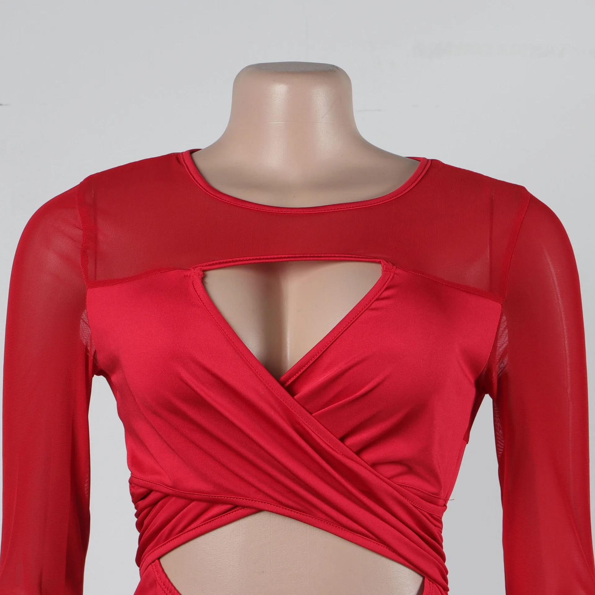 Sexy Nightclub Party Club Banquet Prom Splicing Hollow Stretch Wide Leg Jumpsuit