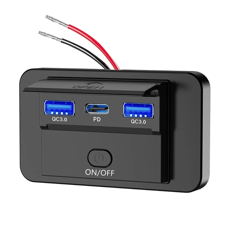 H7JF CAR 12-24V USB Double QC3.0 & PD Port ، محمول مقاوم للماء لرحلة طويلة