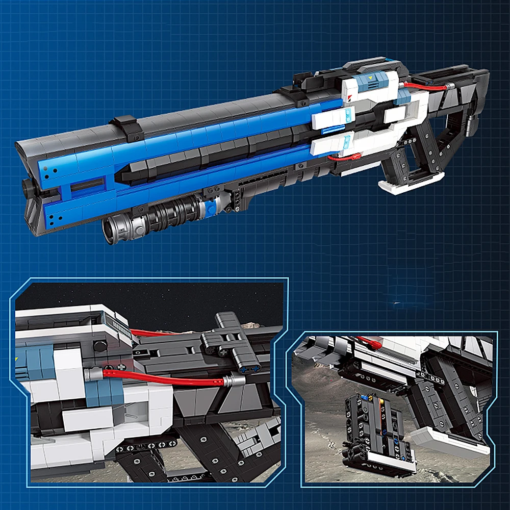 창의적인 전문가 선박 미국 기술 헤비 펄스 소총 총, moc 빌딩 블록, 모델 장난감 선물, 크리스마스 어린이 2283 개