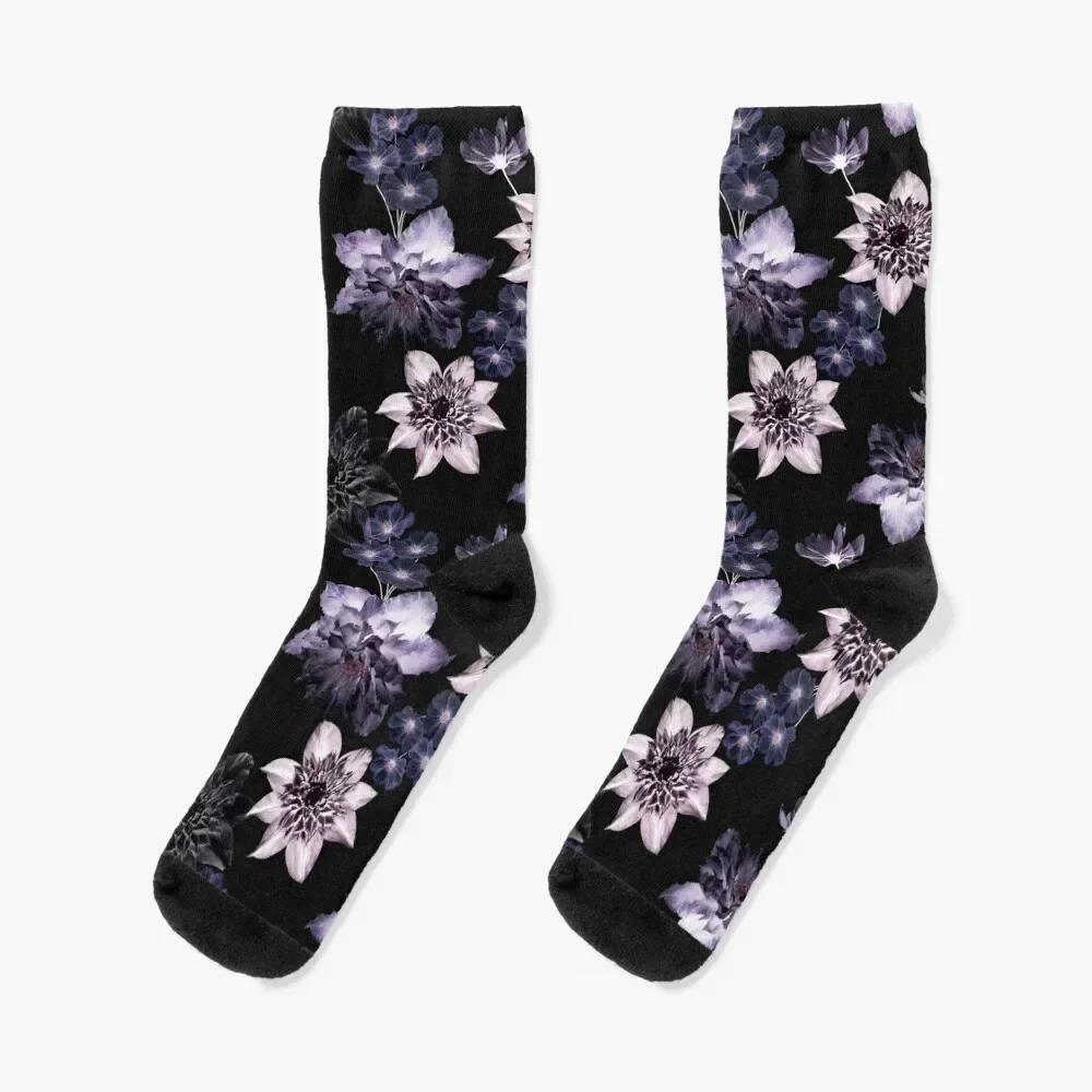 Purple Floral Flowers Spring Summer Socks cool halloween Man Socks Women's