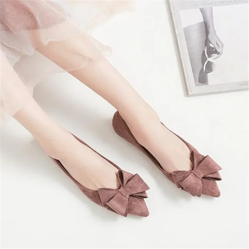 Women's Pointed Toe Flats Bow Large Size Women Shoes Women Comfort Loafers Shoes Fashion Simple Mary Jane Shoes