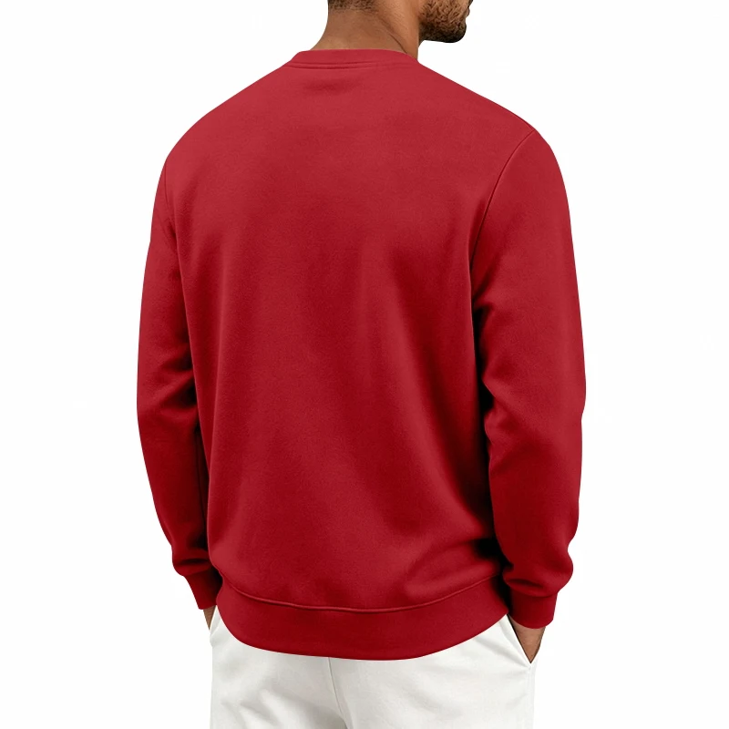 Einteiliger, locker sitzender, klassischer, mit Fleece gefütterter Rundhals-Langarm-Sweatshirt für Herren, warmes, winddichtes, lässiges Winter-Oberteil – Detail 19