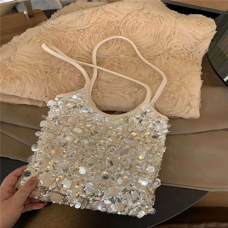 Aliunique Luxury Designer Women Silver Sequins Handbag Evening Clutch Bag Shining Party Wedding Purse Fashion Evening Bag