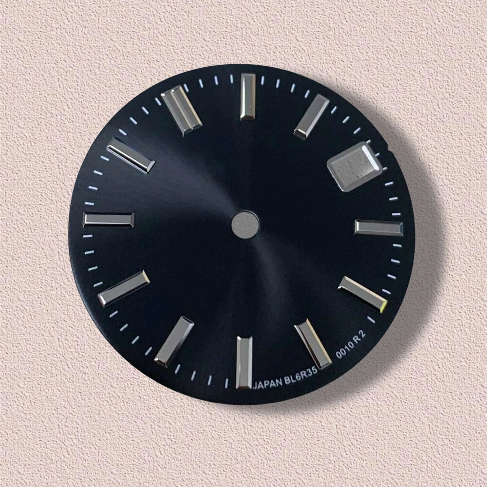 Dial GS Logo NH35 28.5mm dengan Pola Matahari Dial GS Cocok untuk Gerakan NH35/364R/7S Aksesori Jam Tangan NH35 Berkualitas Tinggi