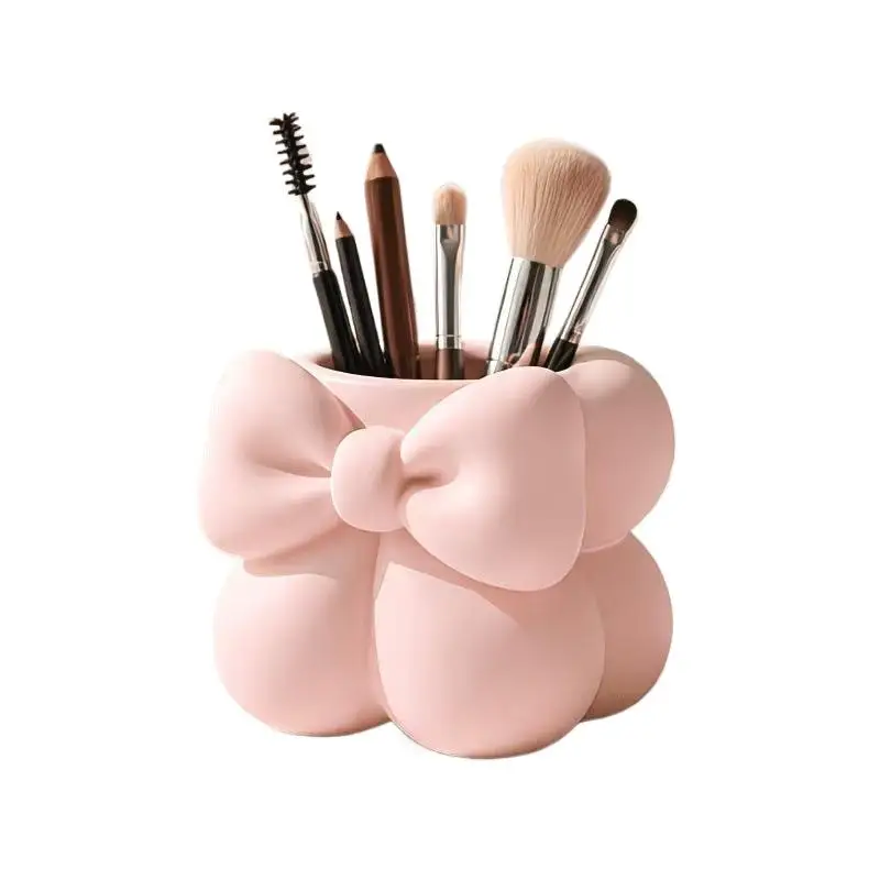 3D Stylish Desk Storage Bucket Multifunctional Makeup Brush Organizer Pen Holder For Eyebrow Brush