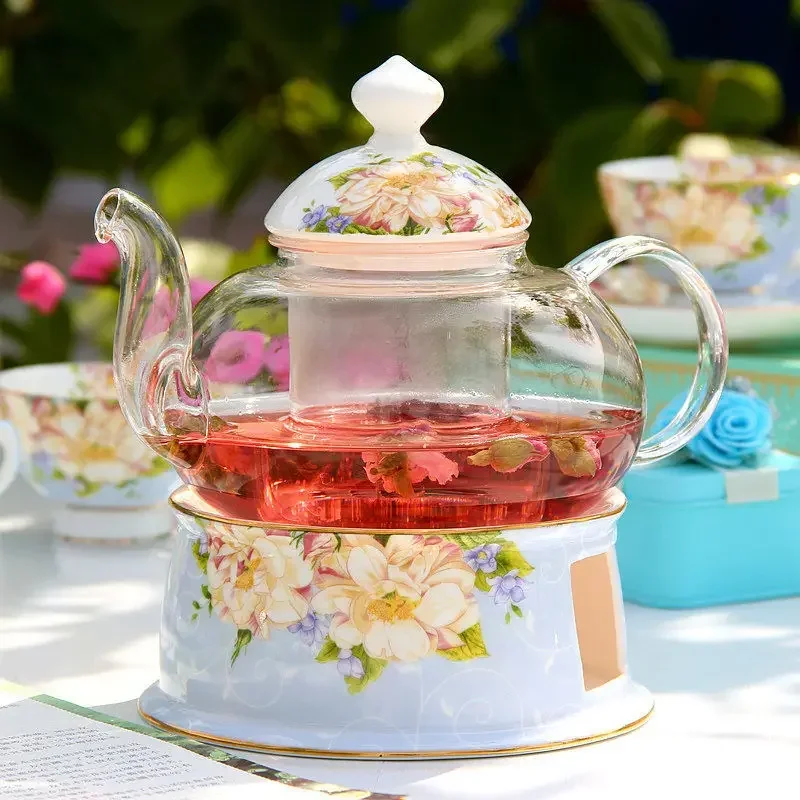 English British Afternoon Tea set for Home Office Cafe High-Grade Porcelain Tea Cup Saucer Spoon Glass Teapot Teaware set Gift