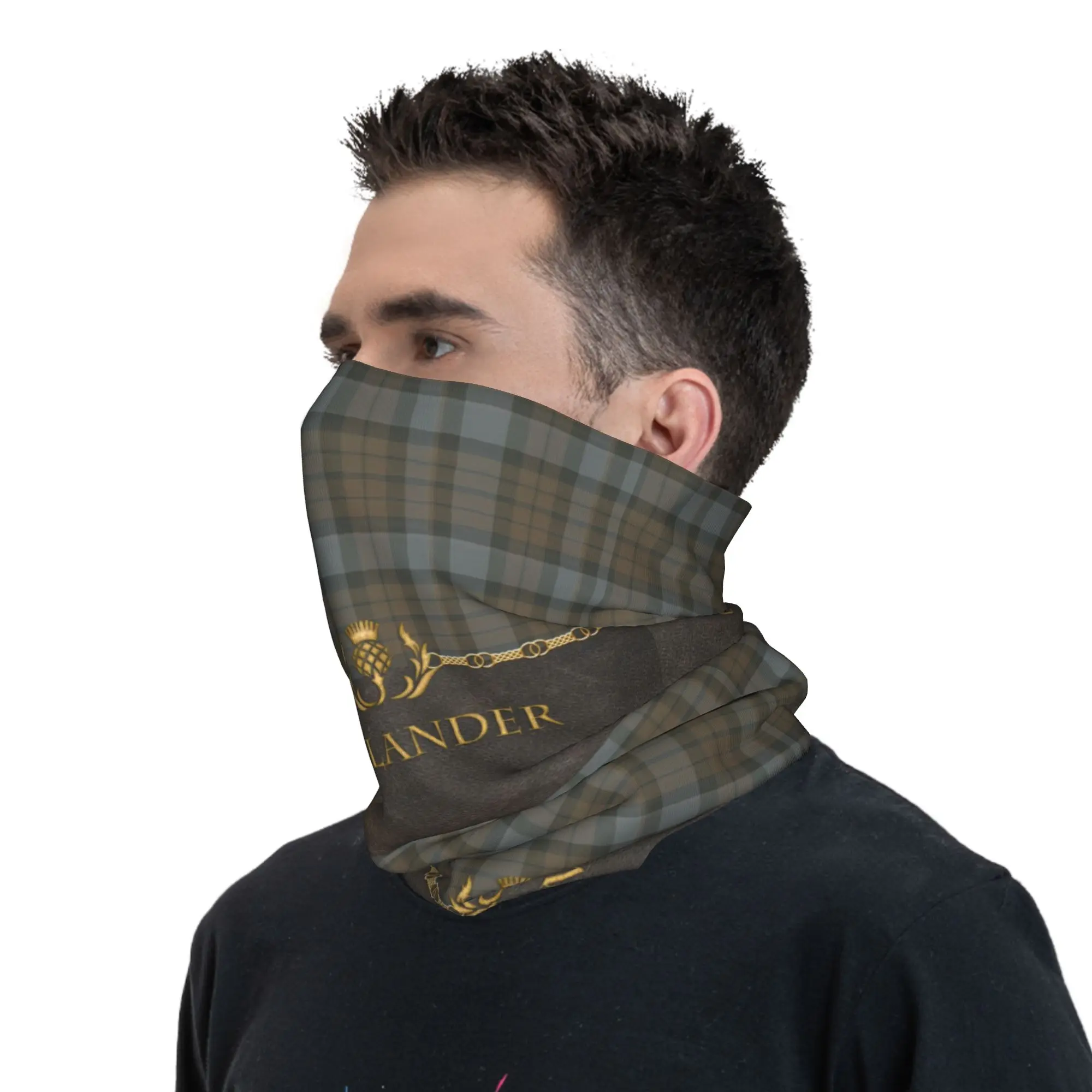 Sciarpa per il viso avvolgente antivento con motivo Bandana in pelle e tartan Outlander per scaldacollo con trama a quadri scozzese da sci