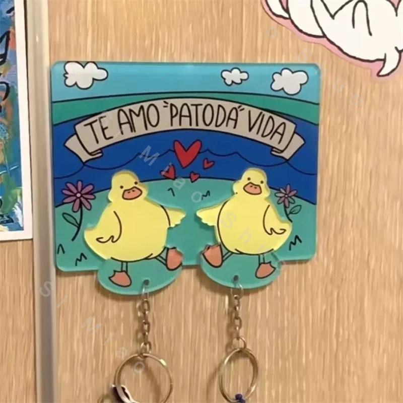 LLavero de pato de película para parejas, colgador de llaves de casa compartida, colgante de acrílico creativo para bolso escolar, regalo para