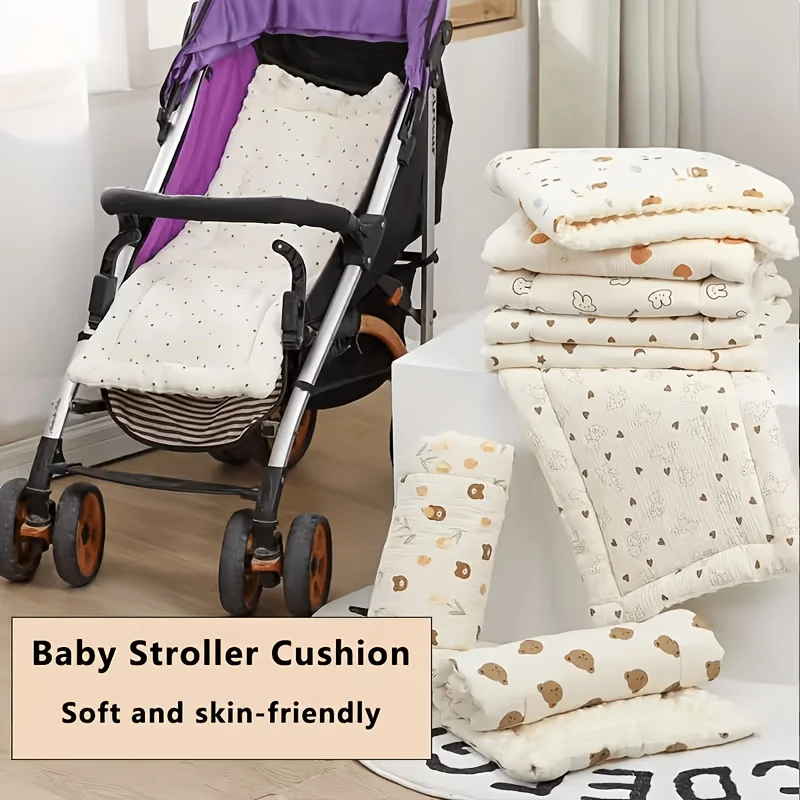 1Pc Cartoon Print Kids Stroller Seat Cushion Soft Breathable Reversible Pad Universal Multi-scene Children Stroller Accessory