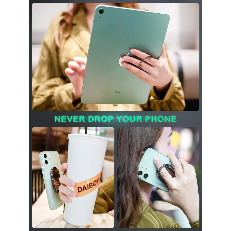 360度回転折りたたみ式スマホリングホルダー、デスク用フィンガーキックスタンド付き、調整可能な背面グリップ、携帯電話スタンド、各種スマホに対応