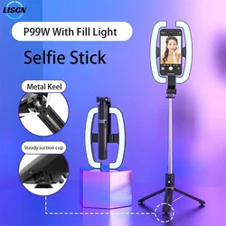 P99W/P99X 360 Rotation Selfie Stick Tripod LED Selfie Light with Stand Open-Rectangular Light for Makeup/Live Stream
