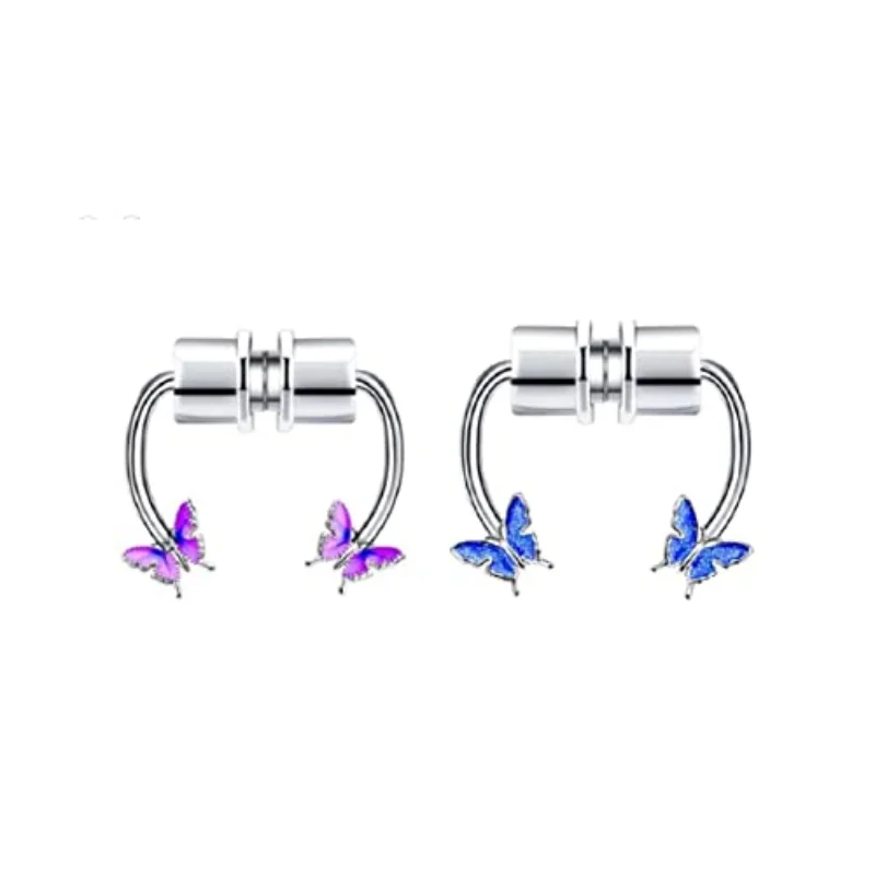 المغناطيسي فراشة الأنف الدائري للرجال والنساء ، وهمية الحاجز الدائري ، فو الأنف الحاجز خواتم ، غير مثقوب كليب على خواتم ، 1 قطعة ، 2 قطعة ، 3 قطعة