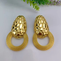 EMMA 2023 Dubai Gold Color Big Circle Earrings Women Geometric Statement Drop Earring Female Oversize Bold Jewelry Accessory