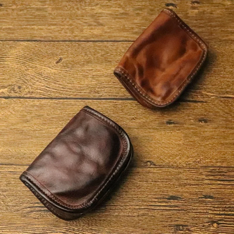 Portfele męskie z prawdziwej skóry Kieszeń na monety Zamek błyskawiczny Prawdziwy męski portfel skórzany z monetą Wysokiej jakości męska portmonetka Retro Cartera Short — zdjęcie 6