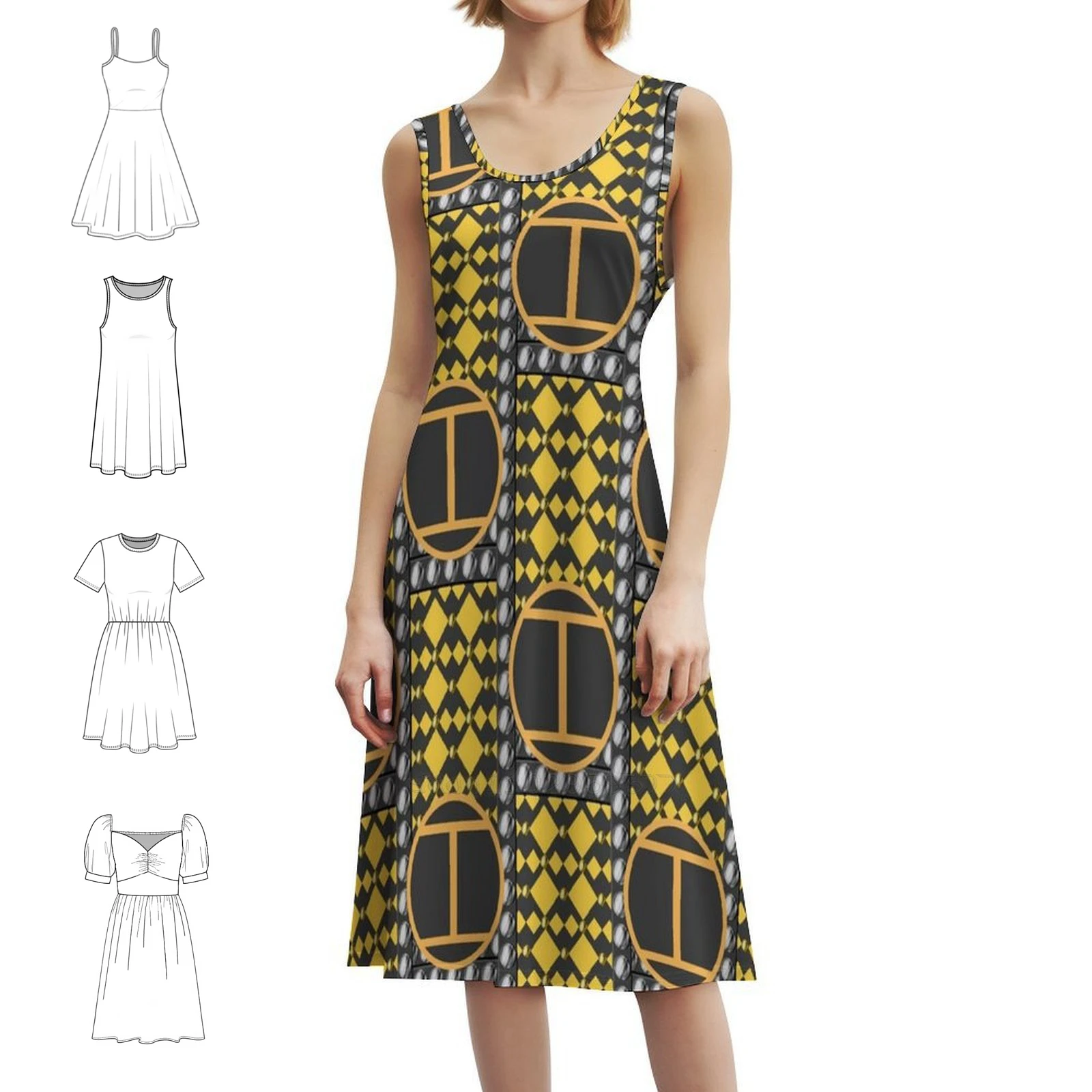 Catherine Of Aragon Musical Design Women's Elegant Party Dress A-Line Dress With Short/Long/Sleeveless Options Catherine Of