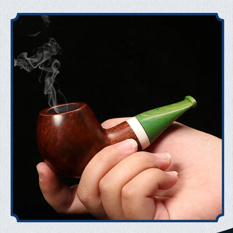 3mm Filter Curved Handle Tobacco Pipe Smoking Pipe Bowl Depth Briar Wood Pipe Gift