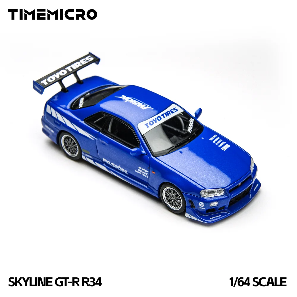 

Предзаказ: Модель автомобиля TimeMicro 1:64 Skyline GT-R R34, литая под давлением, цвет синий, для коллекции, демонстрации, подарок