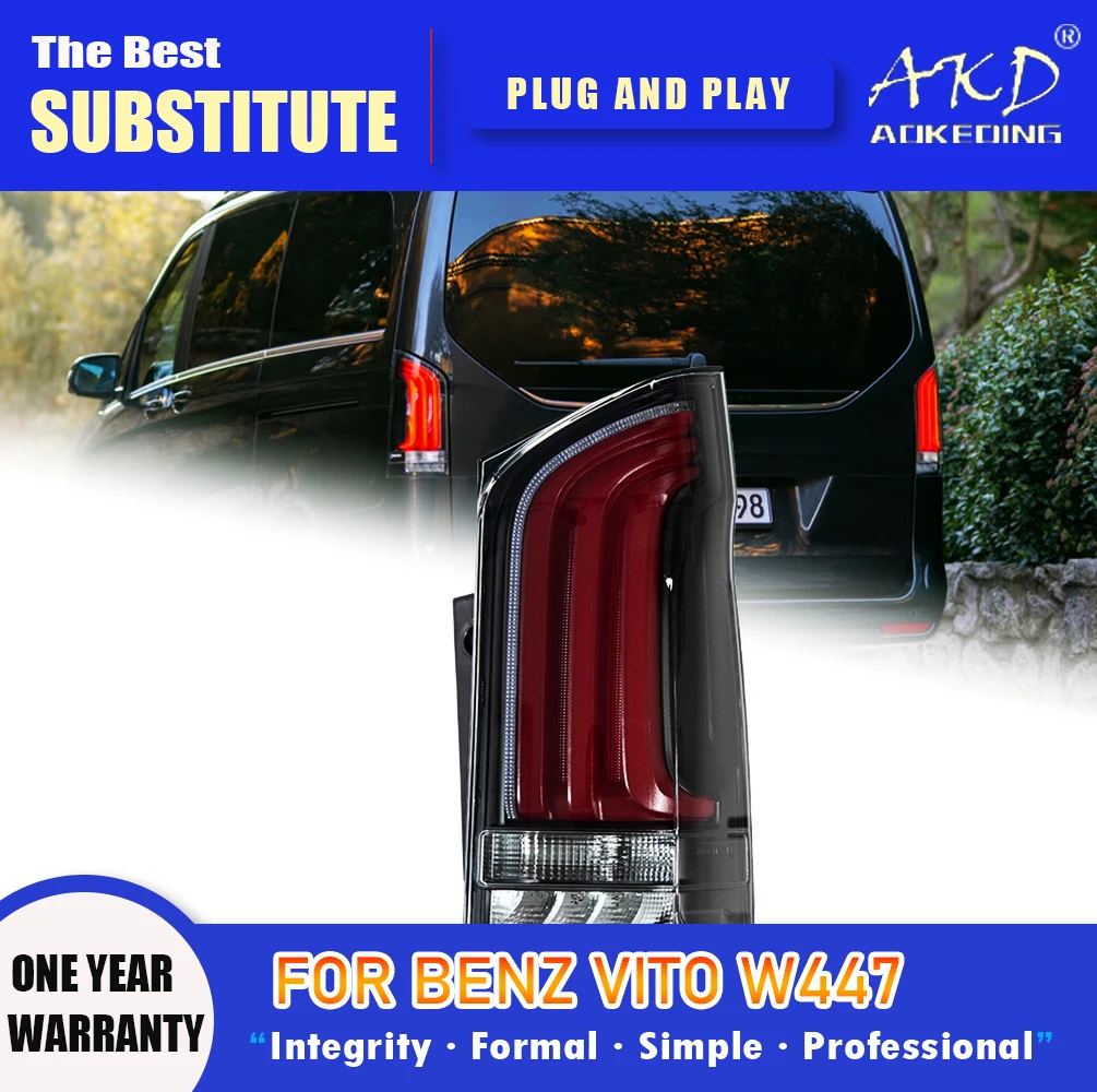 

AKD Tail Lamp for Benz Vito W447 LED Tail Light 2016-2021 Vito Rear Fog Brake Turn Signal Automotive Accessories