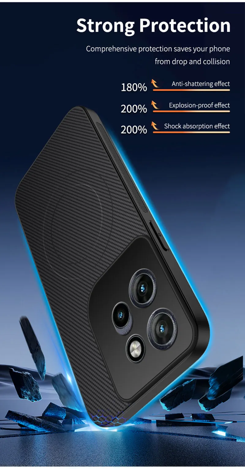 حافظة لهاتف موتورولا موتو G67 باور إيدج 70X70 حافظة هوائية من ألياف الكربون من السيليكون الناعم المغناطيسي غطاء خلفي واقٍ لهاتف Edge70 #2